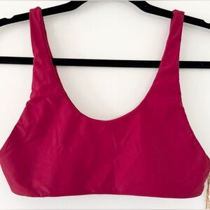 MAOI Swim Pink Red Bralette Bikini Top Medium Sporty Stretch Scoop Neck